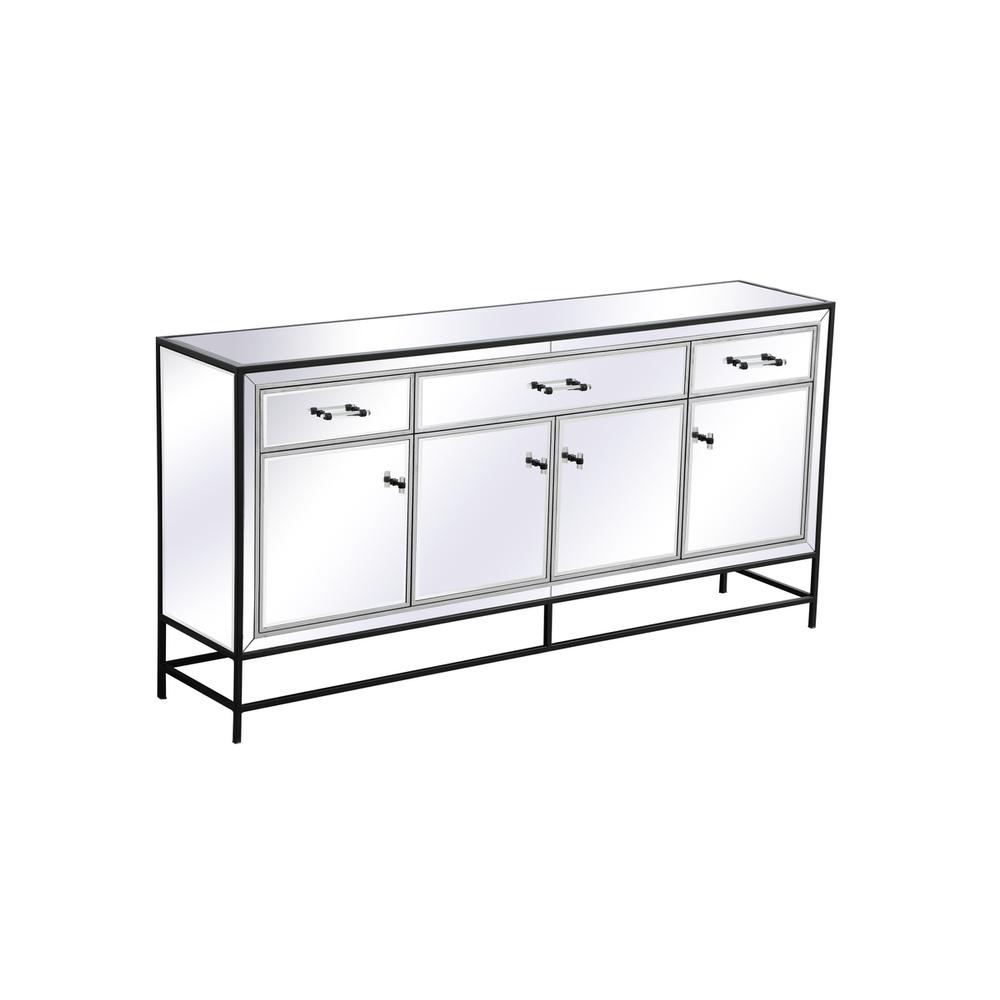 James 72 In. Mirrored Credenza In Black. Picture 5