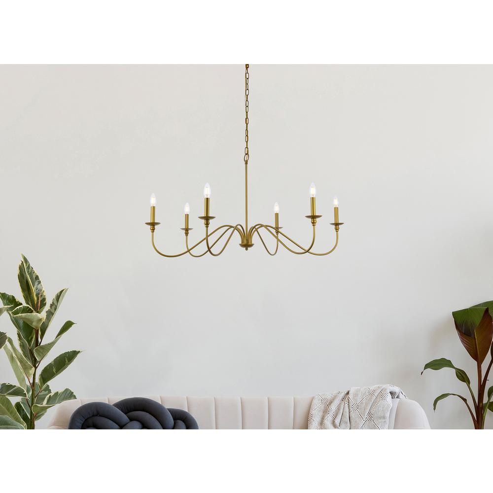 Rohan 42 Inch Chandelier In Brass. Picture 7