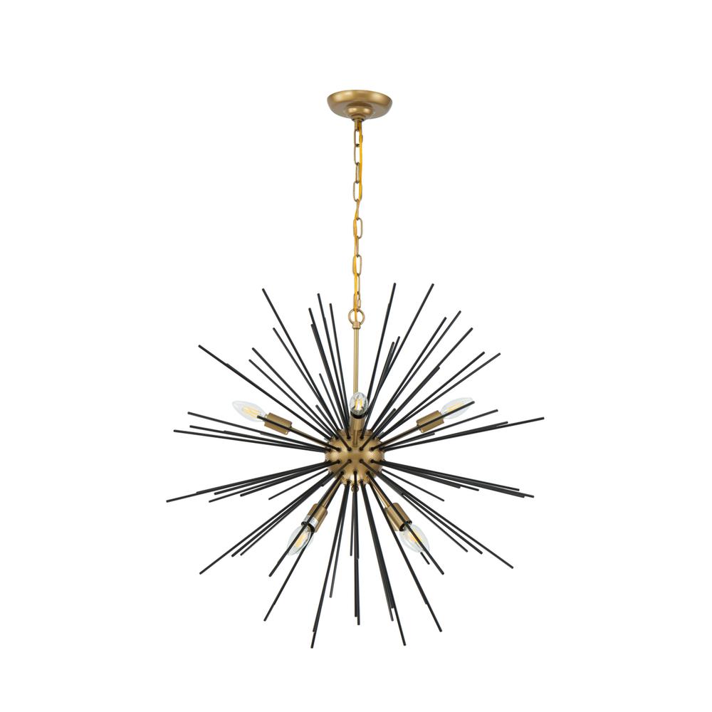 Timber 8 Light Brass And Black Pendant. Picture 4