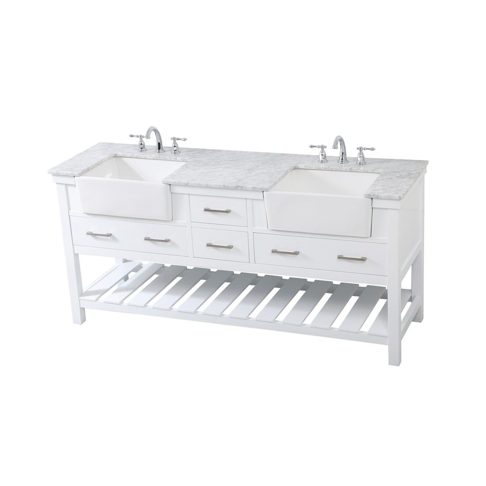 72 Inch Double Bathroom Vanity In White. Picture 8