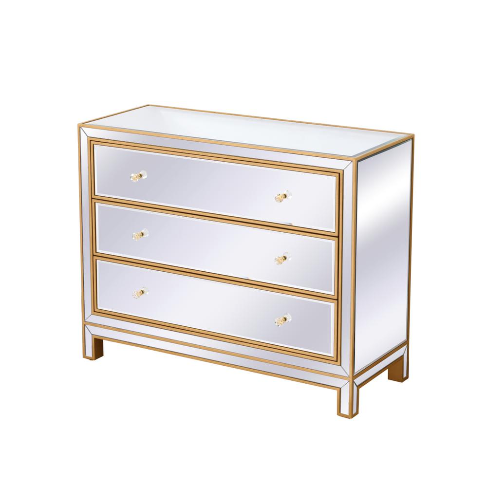 Chest 3 Drawers 40In. W X 16In. D X 32In. H In Gold. Picture 5