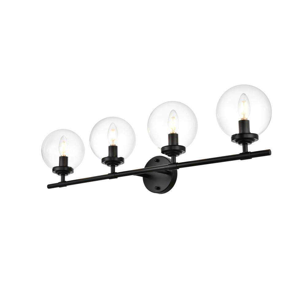 Ingrid 4 Light Black And Clear Bath Sconce. Picture 2