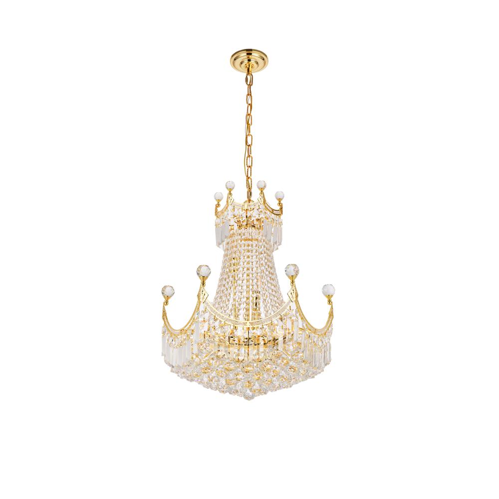 Corona 9 Light Gold Chandelier Clear Royal Cut Crystal. Picture 6