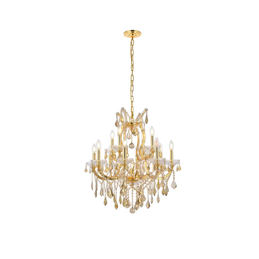Maria Theresa 13 Light Gold Chandelier Golden Teak (Smoky) Royal Cut Crystal. Picture 1