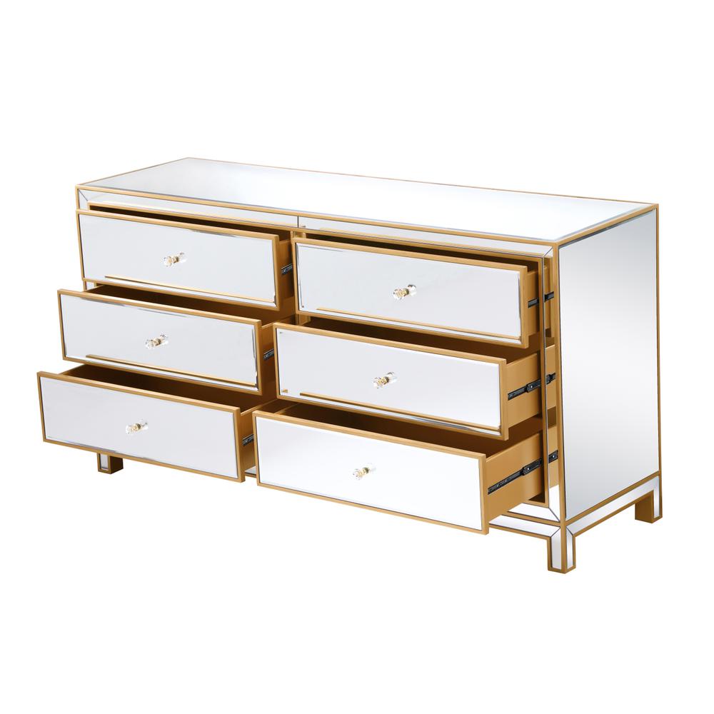 Cabinet 6 Drawers 60In. W X 18In. D X 32In. H In Gold. Picture 7