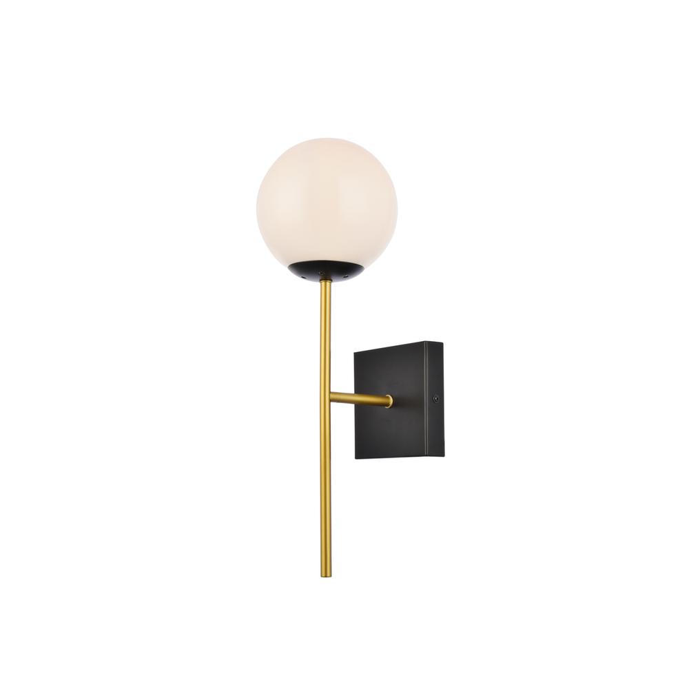 Neri 1 Light Black And Brass And White Glass Wall Sconce. Picture 2