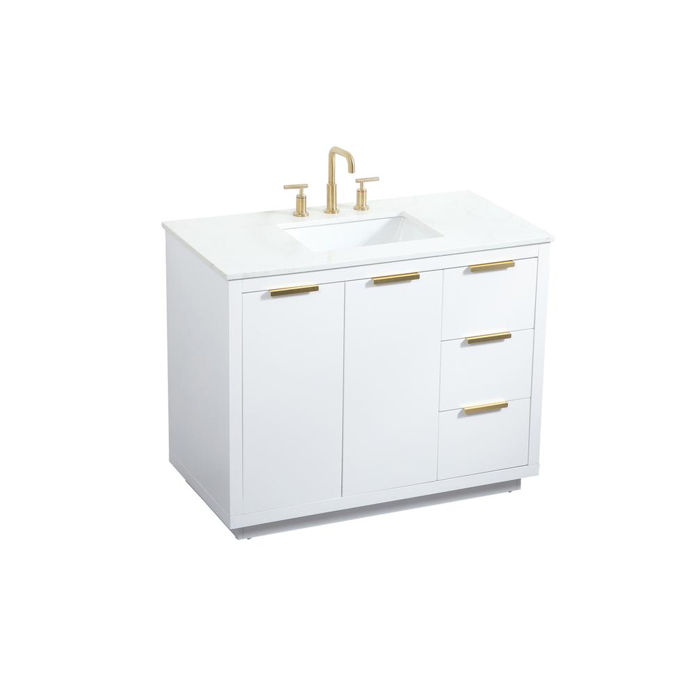 42 Inch Single Bathroom Vanity In White. Picture 8