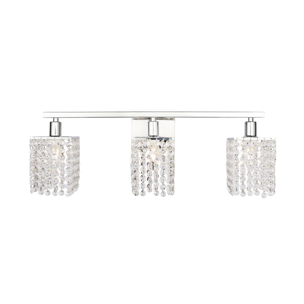 Phineas 3 Light Chrome And Clear Crystals Wall Sconce. Picture 1