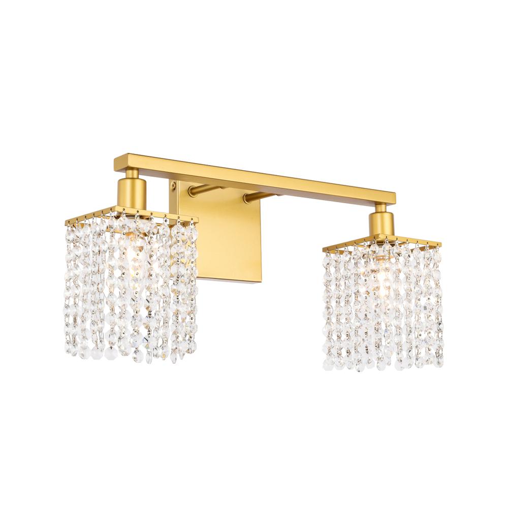 Phineas 2 Light Brass And Clear Crystals Wall Sconce. Picture 5
