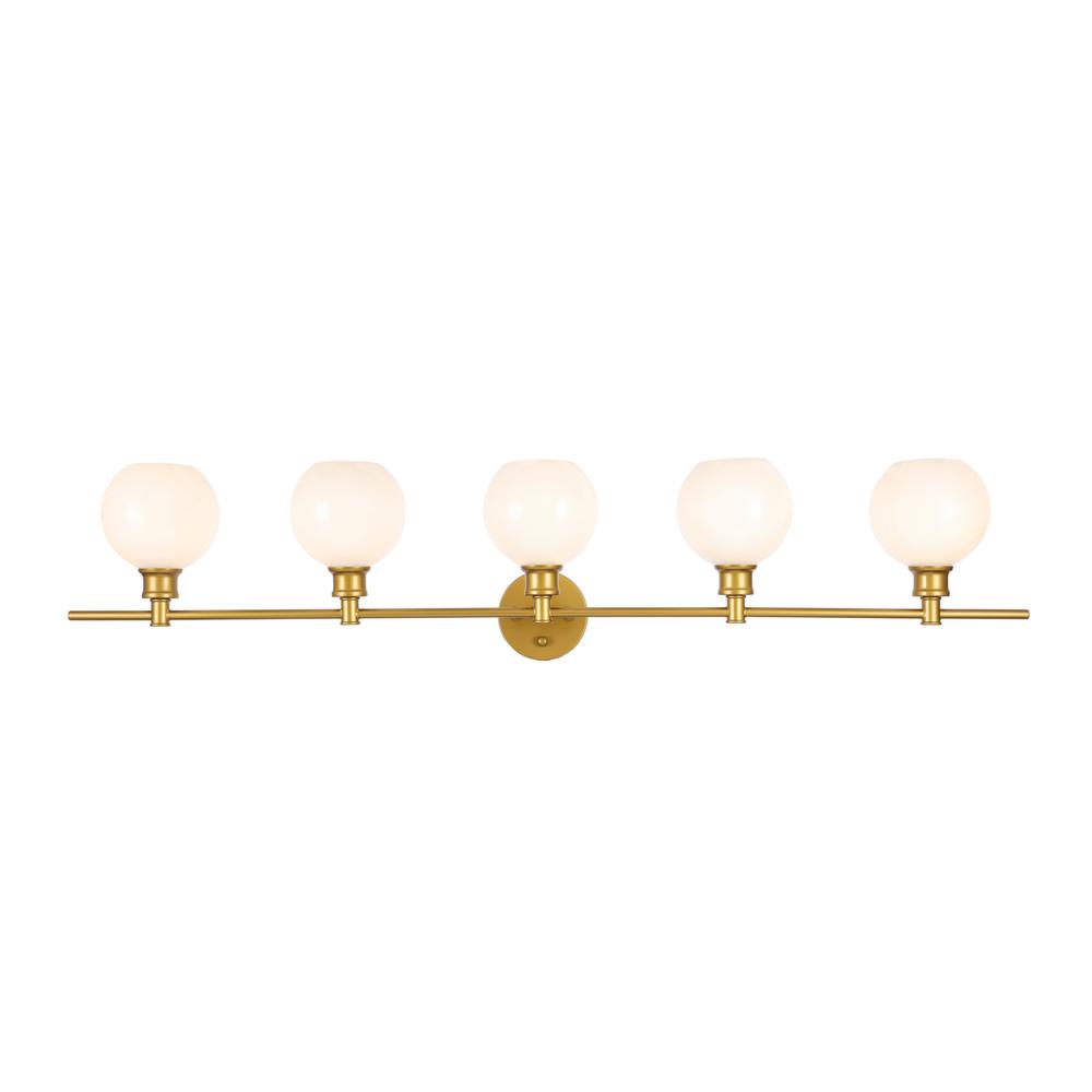 Collier 5 Light Brass And Frosted White Glass Wall Sconce. Picture 1