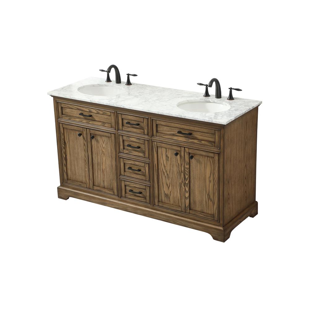 60 Inch Double Bathroom Vanity In Driftwood. Picture 8