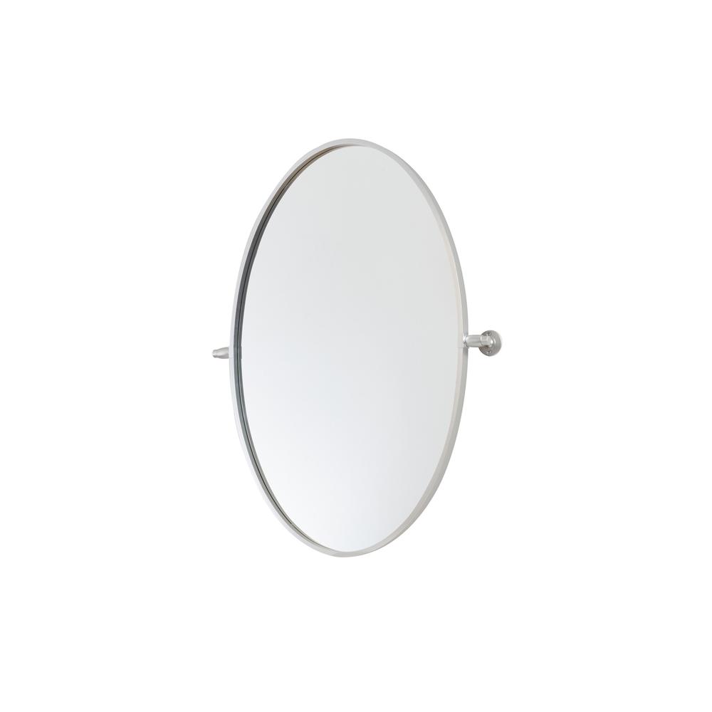 Oval Pivot Mirror 21X32 Inch In Silver. Picture 4