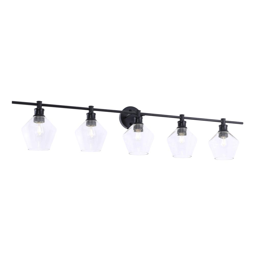 Gene 5 Light Black And Clear Glass Wall Sconce. Picture 11