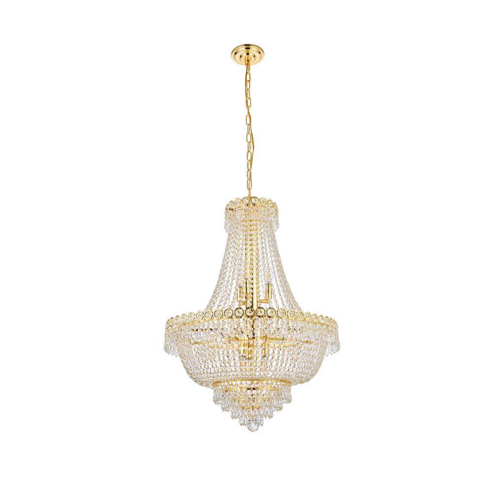 Century 12 Light Gold Chandelier Clear Royal Cut Crystal. Picture 6