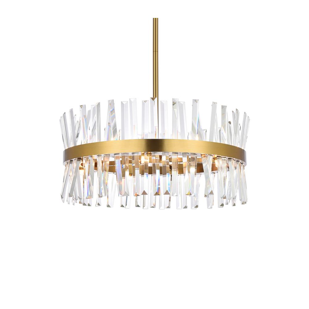 Serephina 25 Inch Crystal Round Pendant Light In Satin Gold. Picture 2