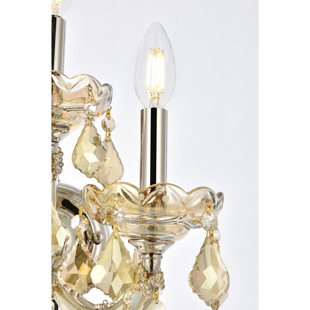 3 Light Golden Teak Wall Sconce Golden Teak (Smoky) Royal Cut Crystal. Picture 3