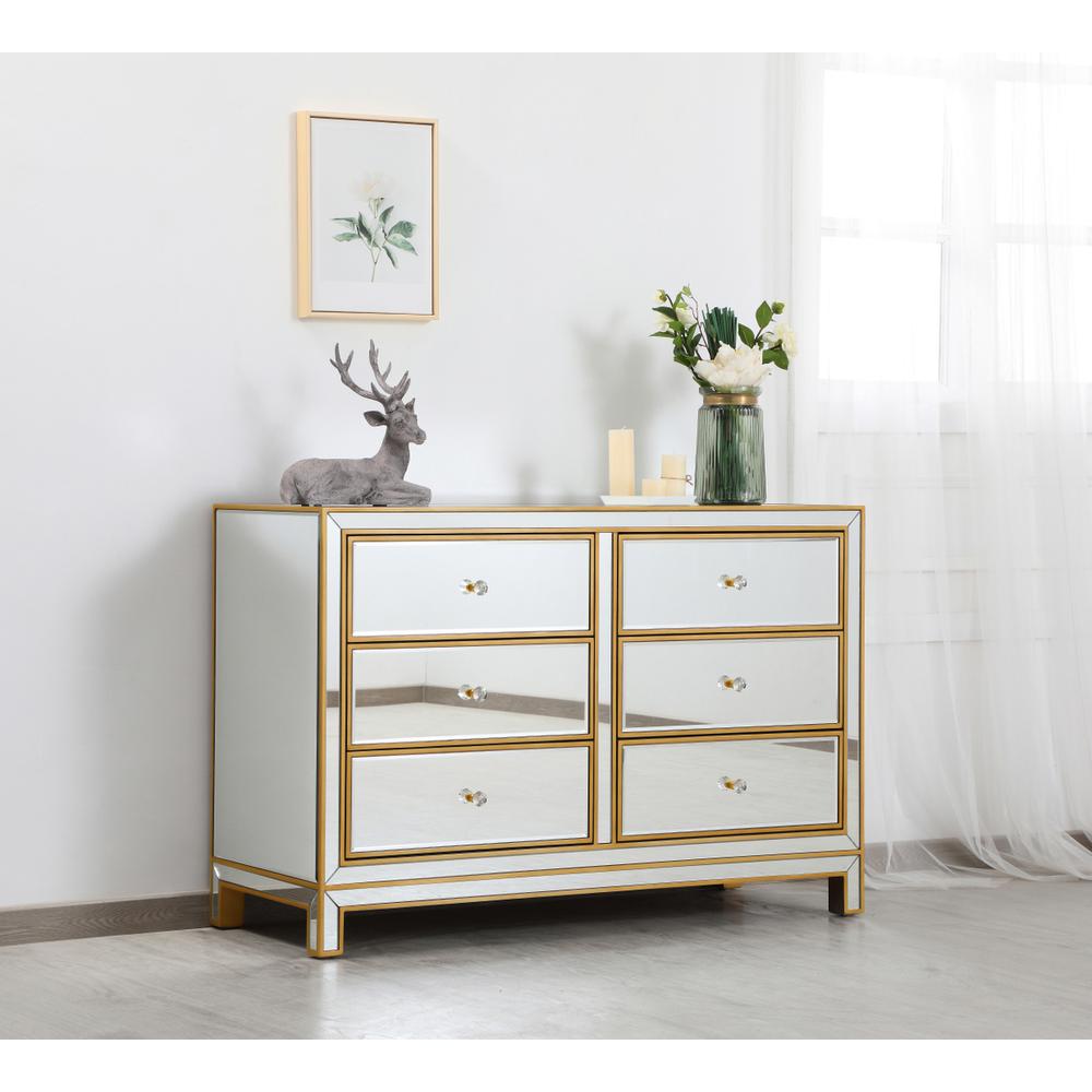 Cabinet 6 Drawers 48In. W X 18In. Din. X 32In. H In Gold. Picture 2