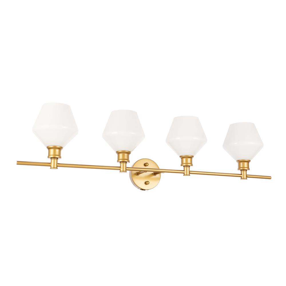 Gene 4 Light Brass And Frosted White Glass Wall Sconce. Picture 4