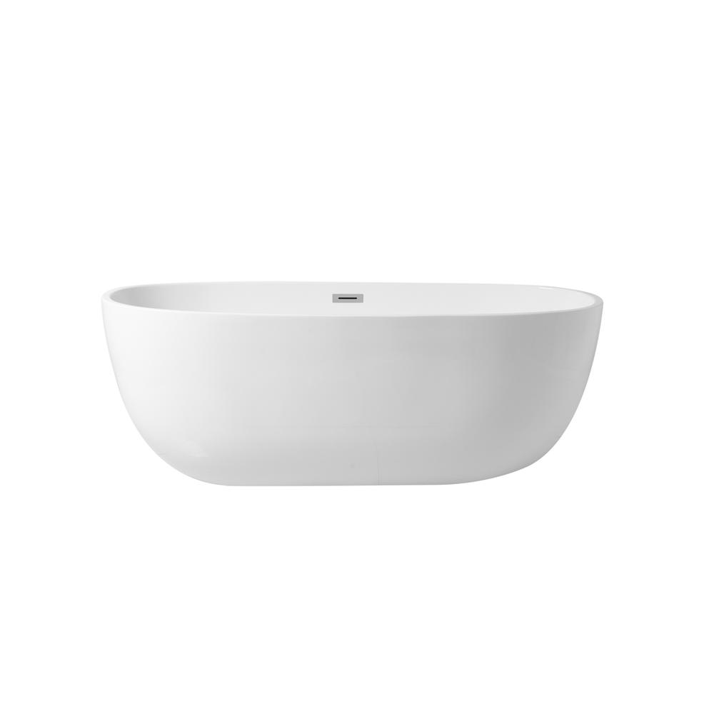 67 Inch Soaking Roll Top Bathtub In Glossy White. Picture 1