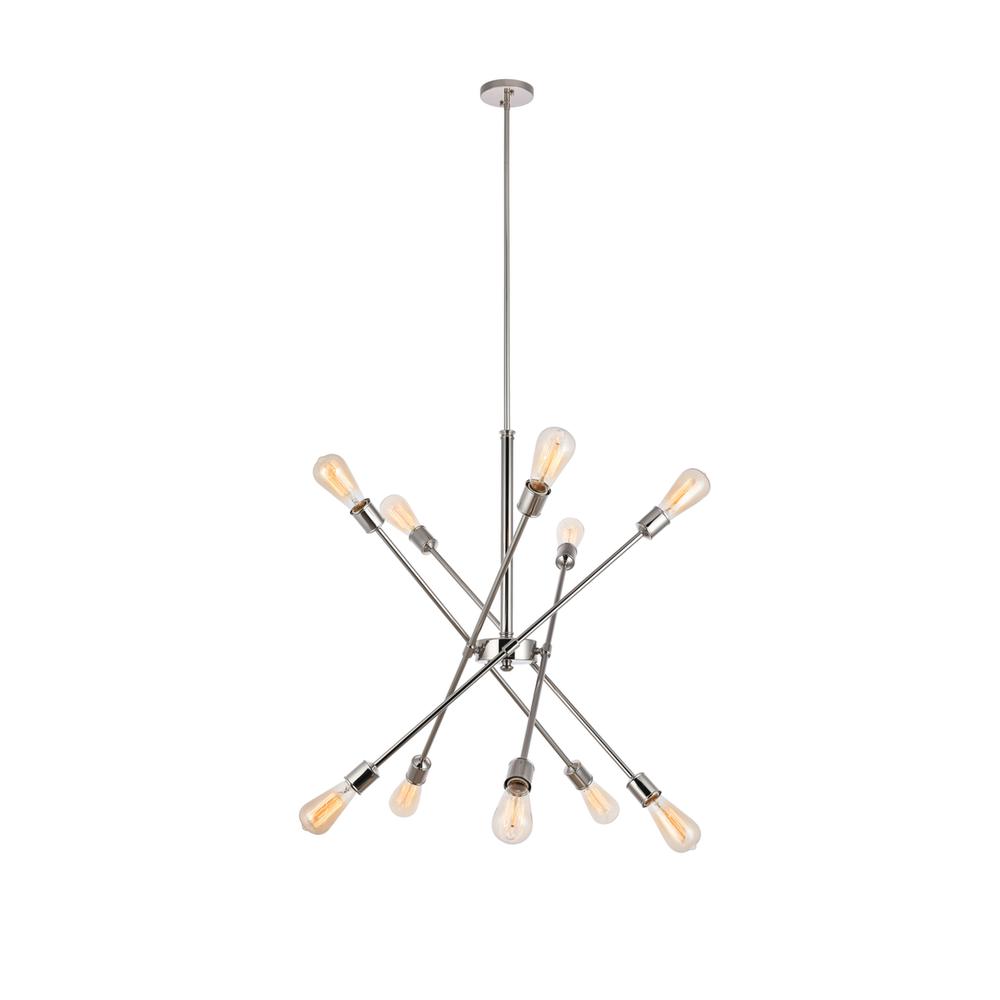 Axel 10 Lights Polished Nickel Pendant. Picture 1