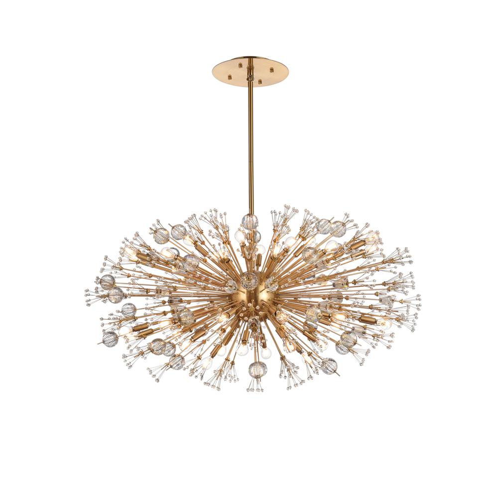 Vera 48 Inch Crystal Starburst Oval Pendant In Gold. Picture 1