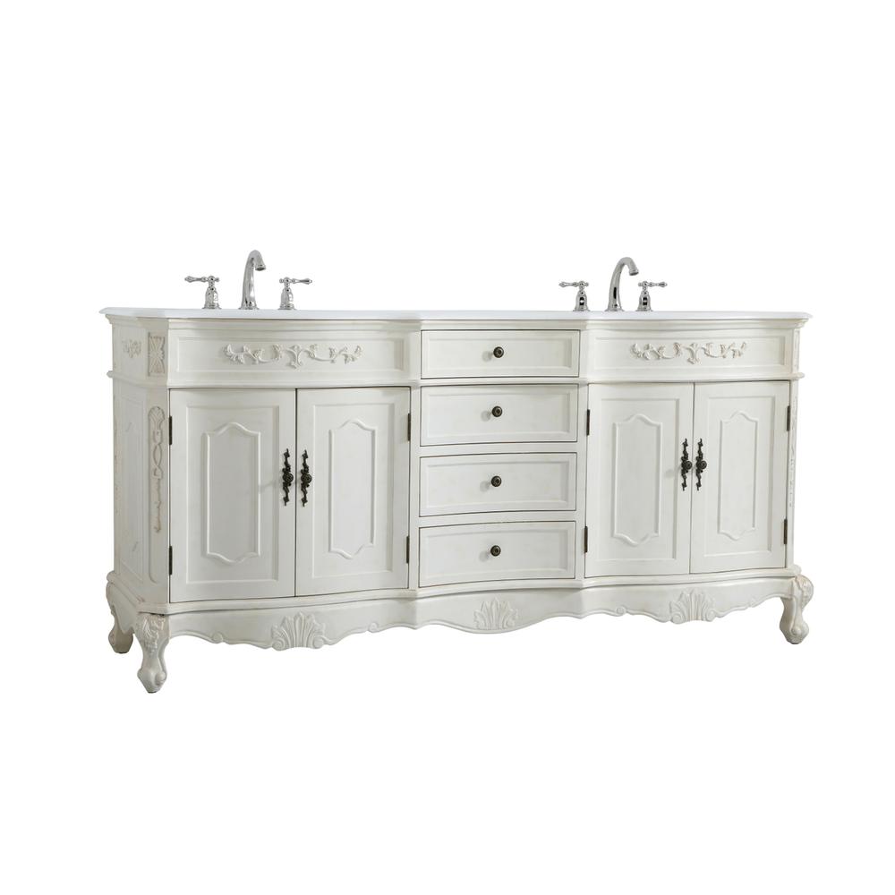 72 Inch Double Bathroom Vanity In Antique White. Picture 7