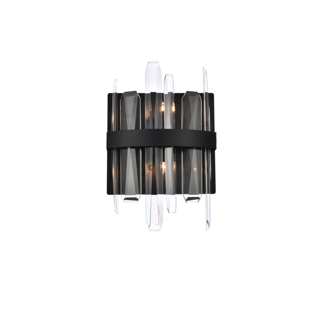Serena 8 Inch Crystal Bath Sconce In Black. Picture 1