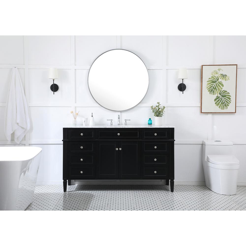 60 Inch Single Bathroom Vanity In Black. Picture 4