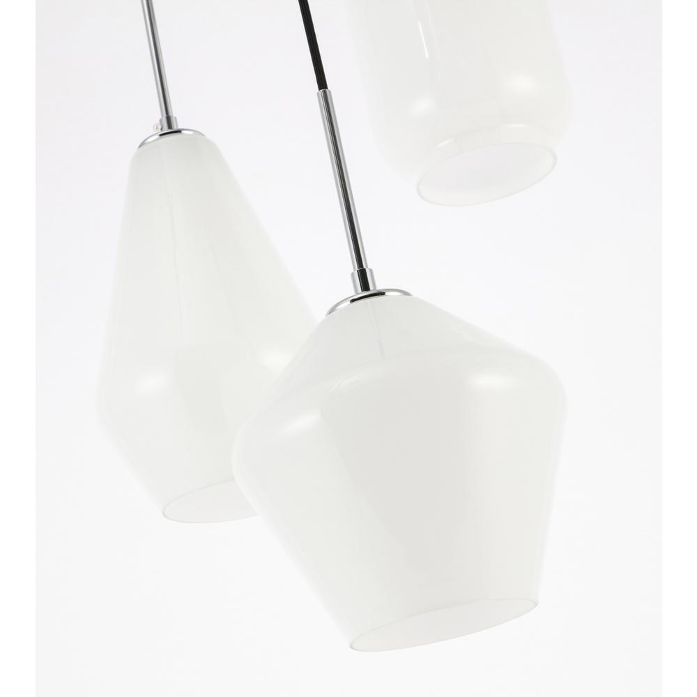 Gene 3 Light Chrome And Frosted White Glass Pendant. Picture 11