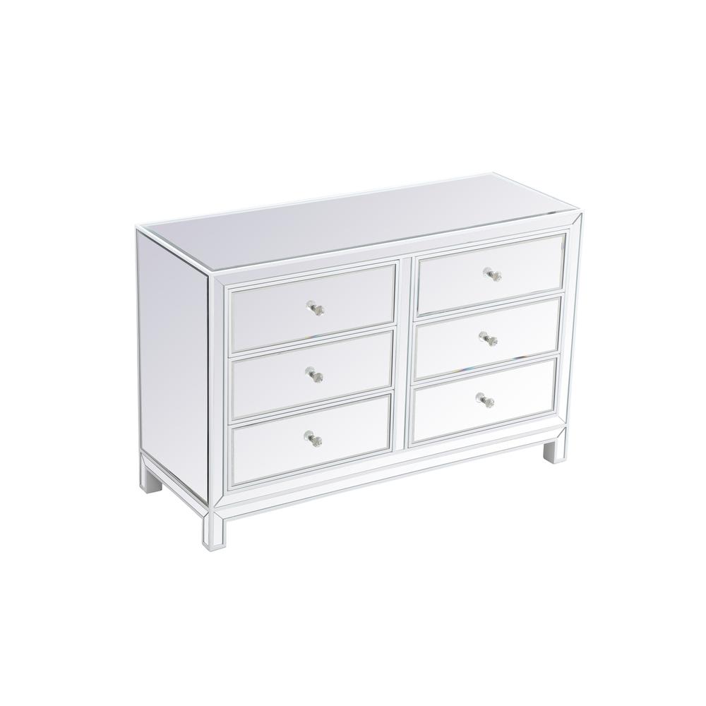 48 Inch Mirrored Six Drawer Cabinet In White. Picture 5