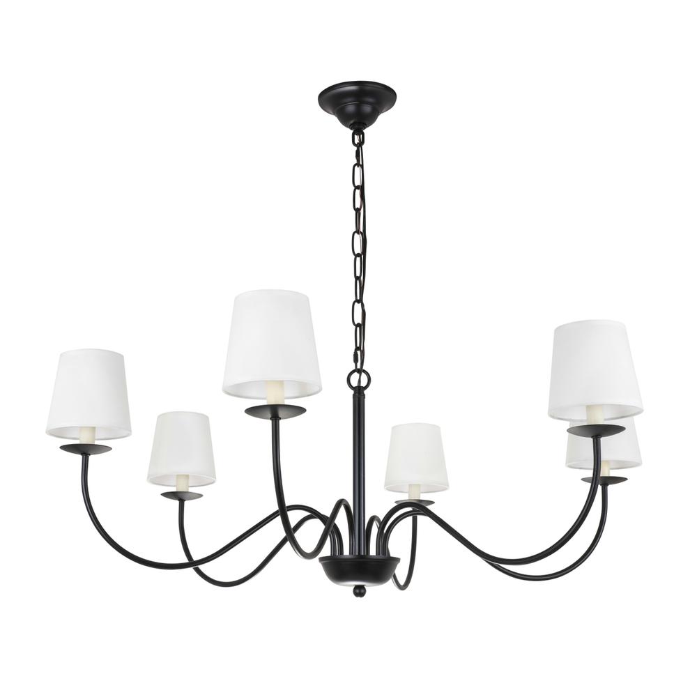 Eclipse 6 Light Black And White Shade Chandelier. Picture 6