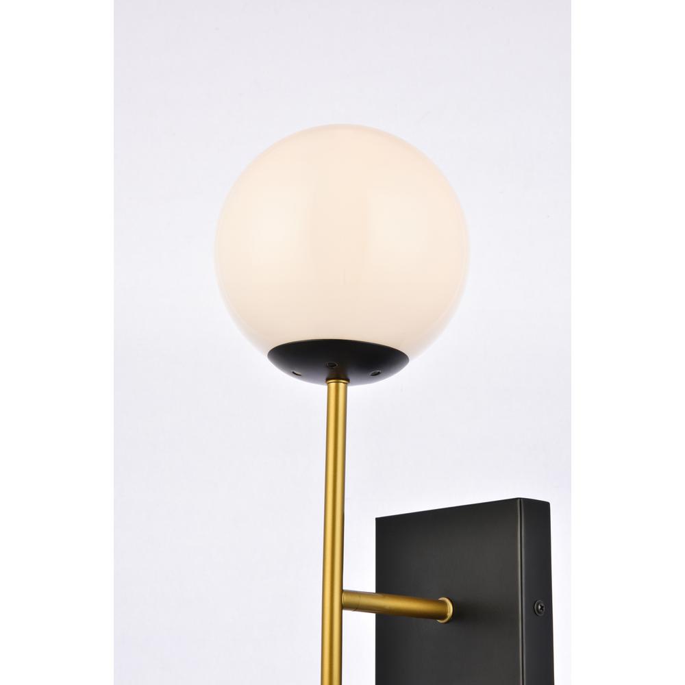 Neri 1 Light Black And Brass And White Glass Wall Sconce. Picture 3