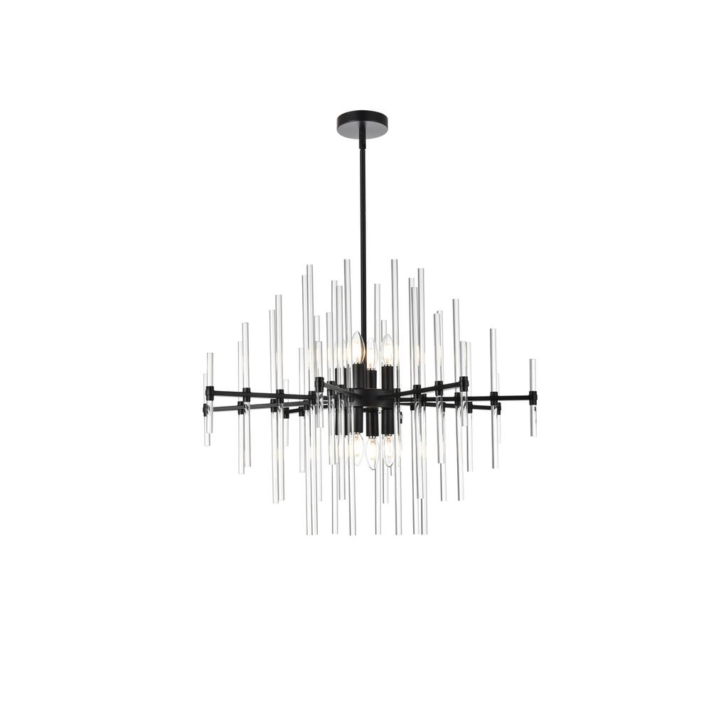 Sienna 31 Inch Crystal Rod Pendant In Black. Picture 1