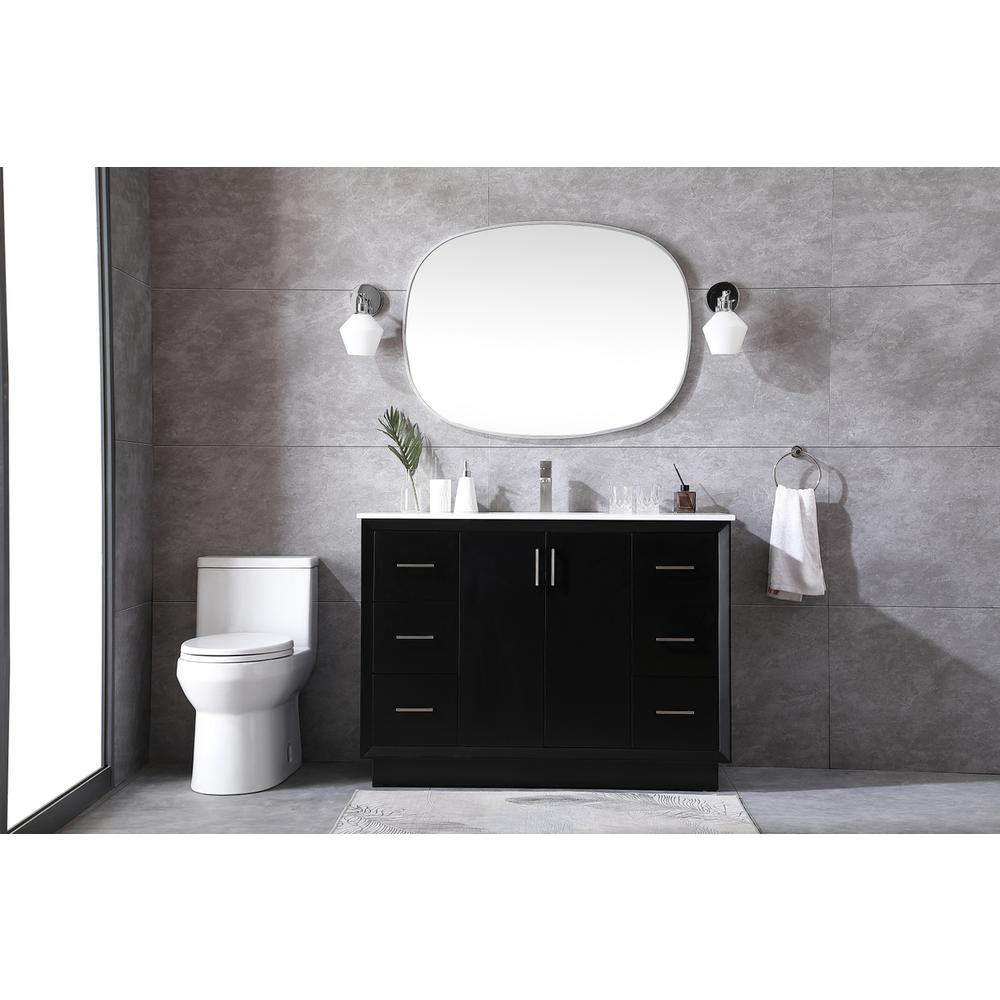 48 Inch Single Bathroom Vanity In Black. Picture 4