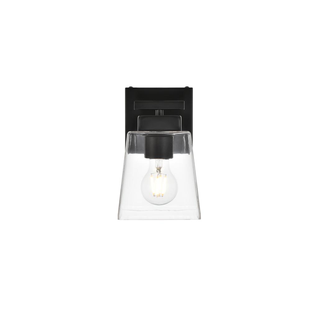 Merrick 1 Light Black And Clear Bath Sconce. Picture 1