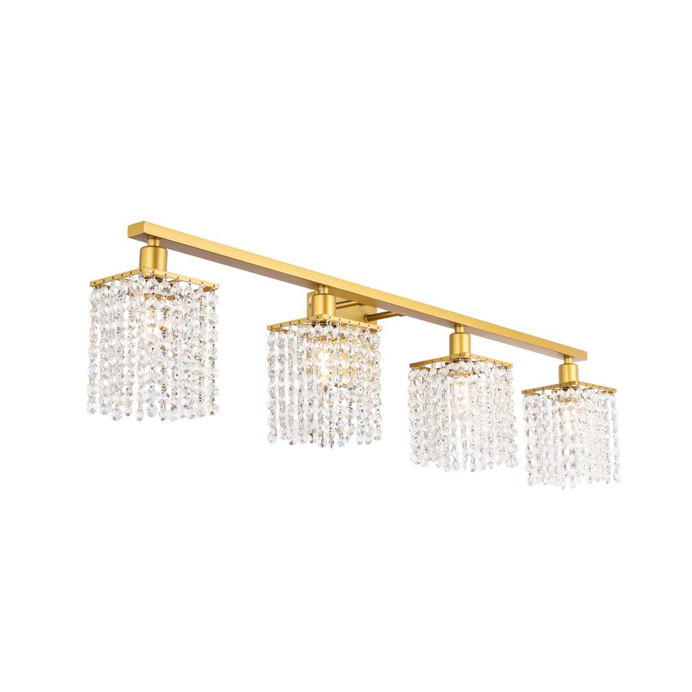 Phineas 4 Light Brass And Clear Crystals Wall Sconce. Picture 7