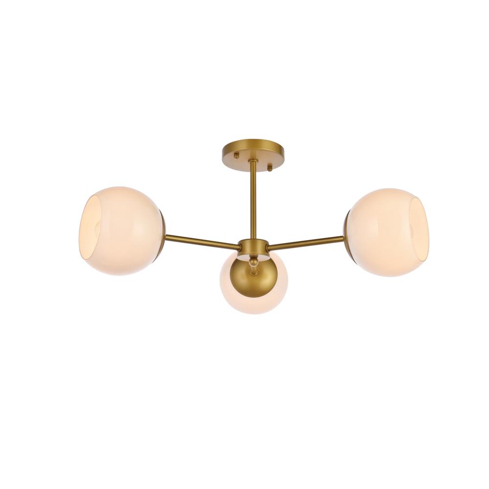 Briggs 26 Inch Flush Mount In Brass With White Shade. Picture 1