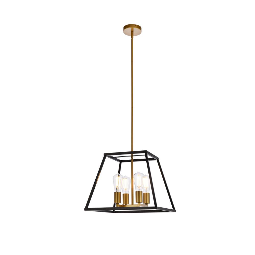 Declan 16 Inch Pendant In Black And Brass. Picture 1