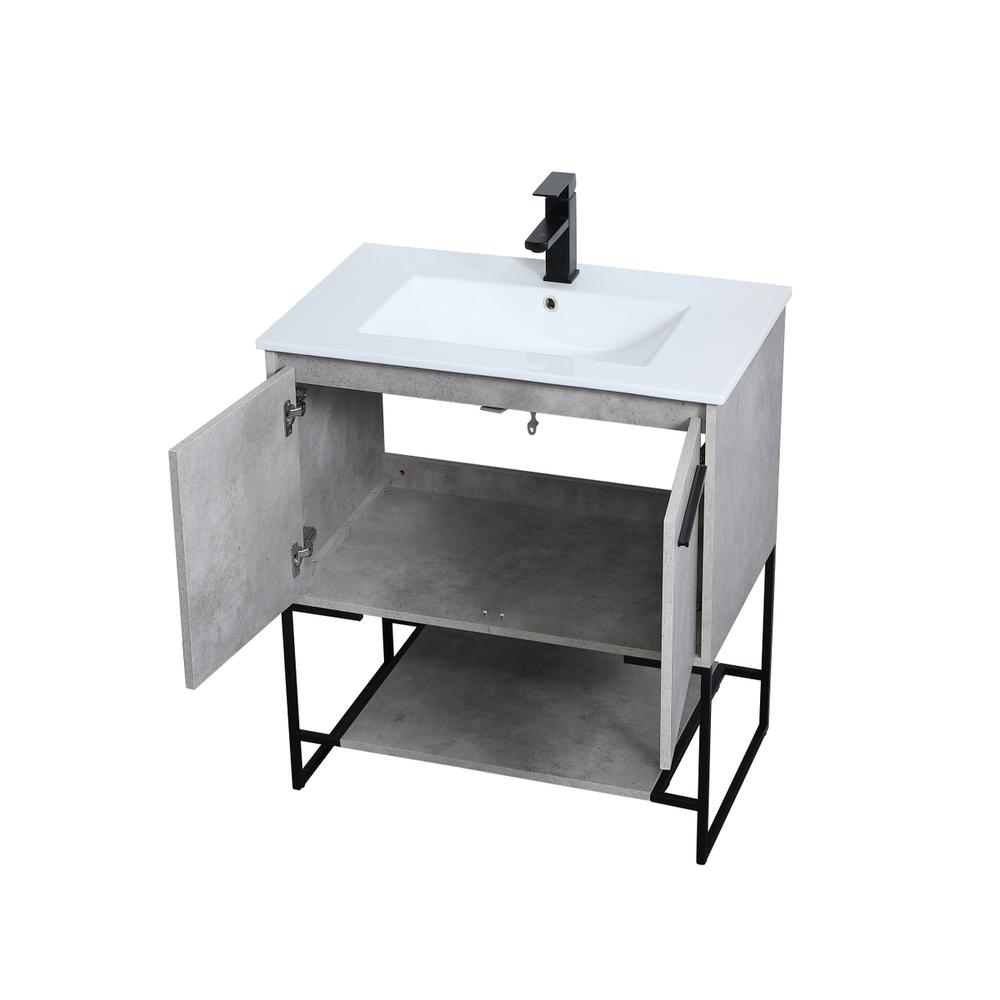 30 Inch  Single Bathroom Vanity In Concrete Grey. Picture 9