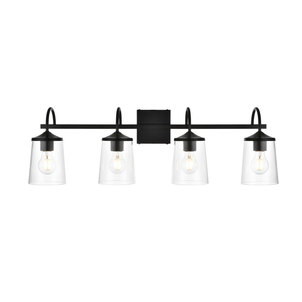 Avani 4 Light Black And Clear Bath Sconce. Picture 1