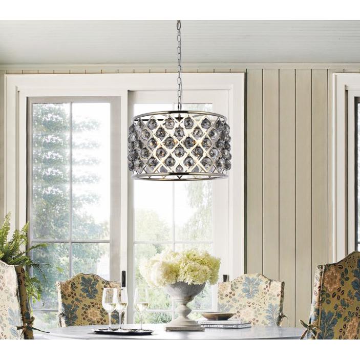 Madison 6 Light Polished Nickel Pendant Silver Shade (Grey) Royal Cut Crystal. Picture 7