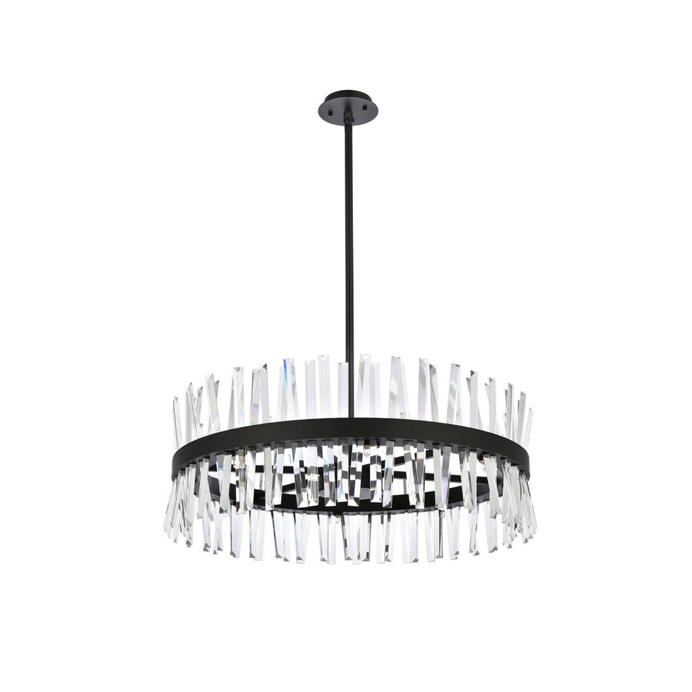 Serephina 32 Inch Crystal Round Chandelier Light In Black. Picture 6