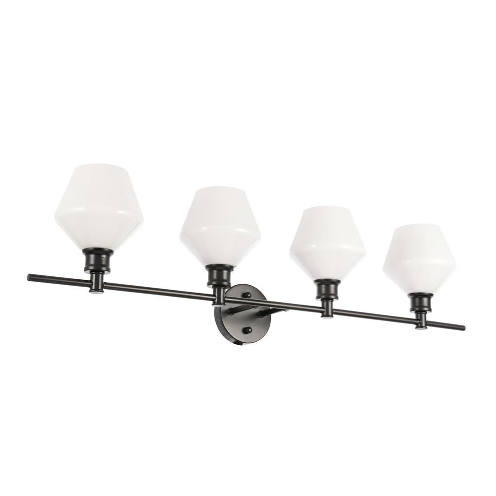 Gene 4 Light Black And Frosted White Glass Wall Sconce. Picture 6