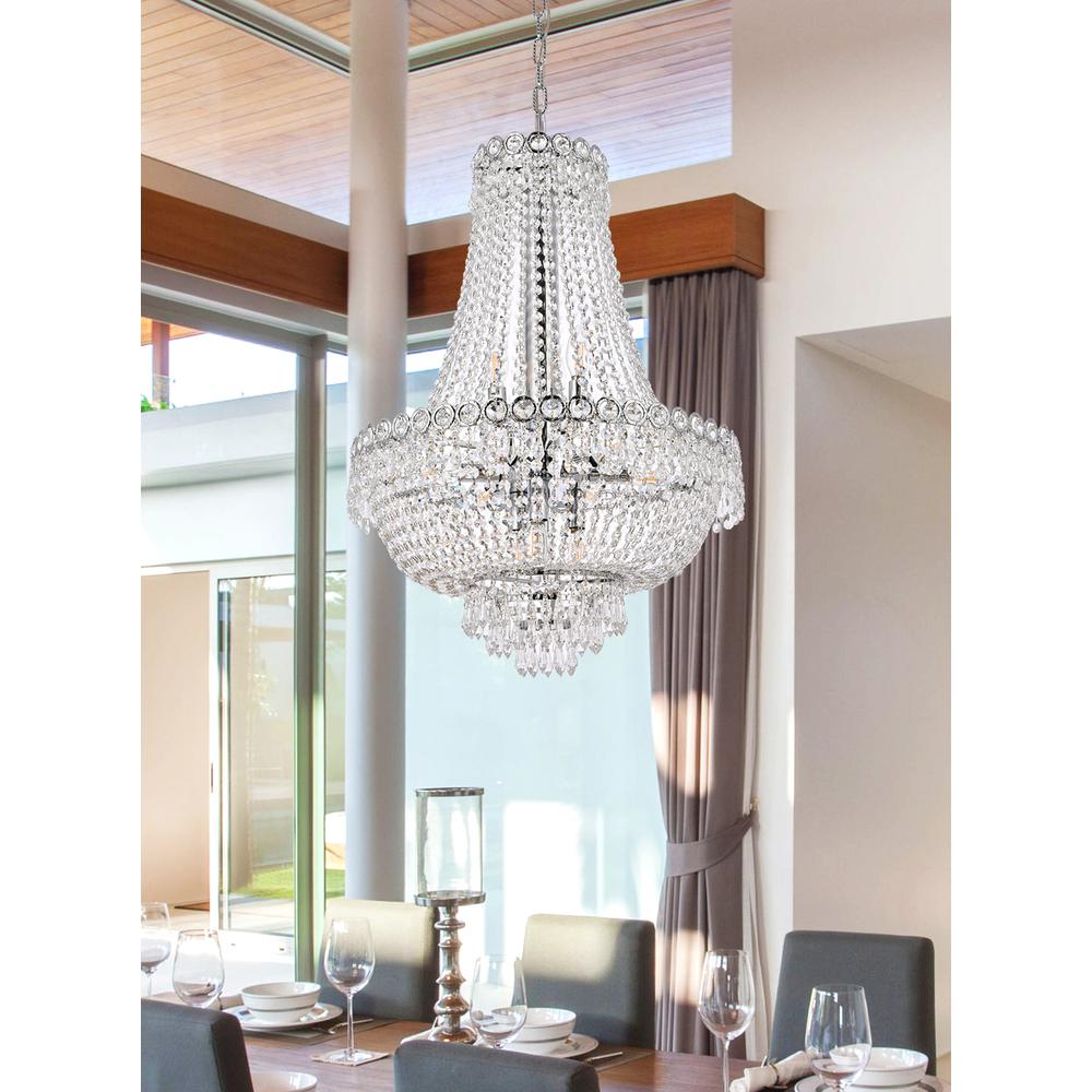 Century 12 Light Chrome Chandelier Clear Royal Cut Crystal. Picture 8