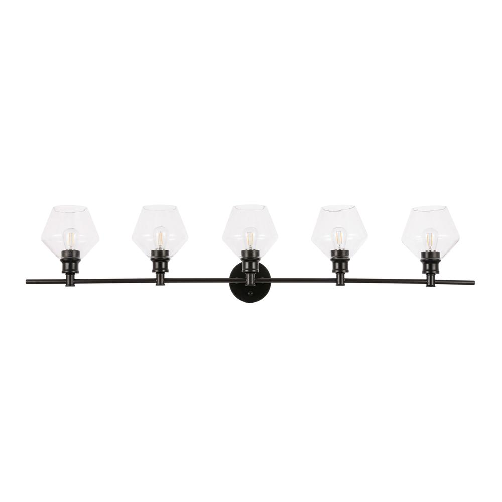Gene 5 Light Black And Clear Glass Wall Sconce. Picture 2