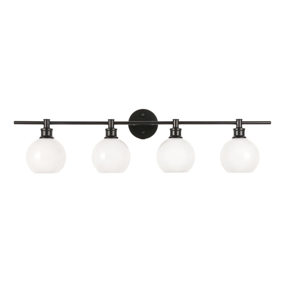Collier 4 Light Black And Frosted White Glass Wall Sconce. Picture 10