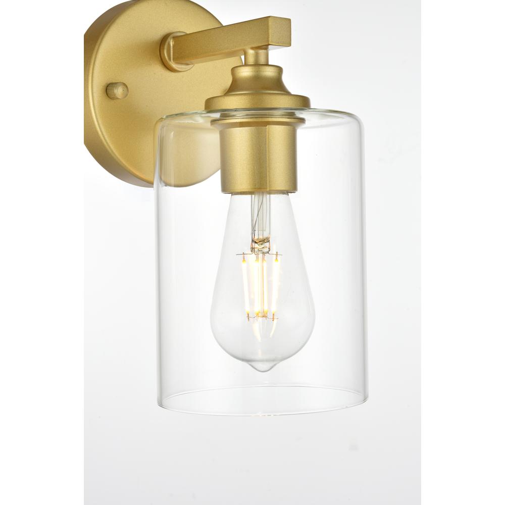 Mayson 1 Light Brass And Clear Bath Sconce. Picture 4