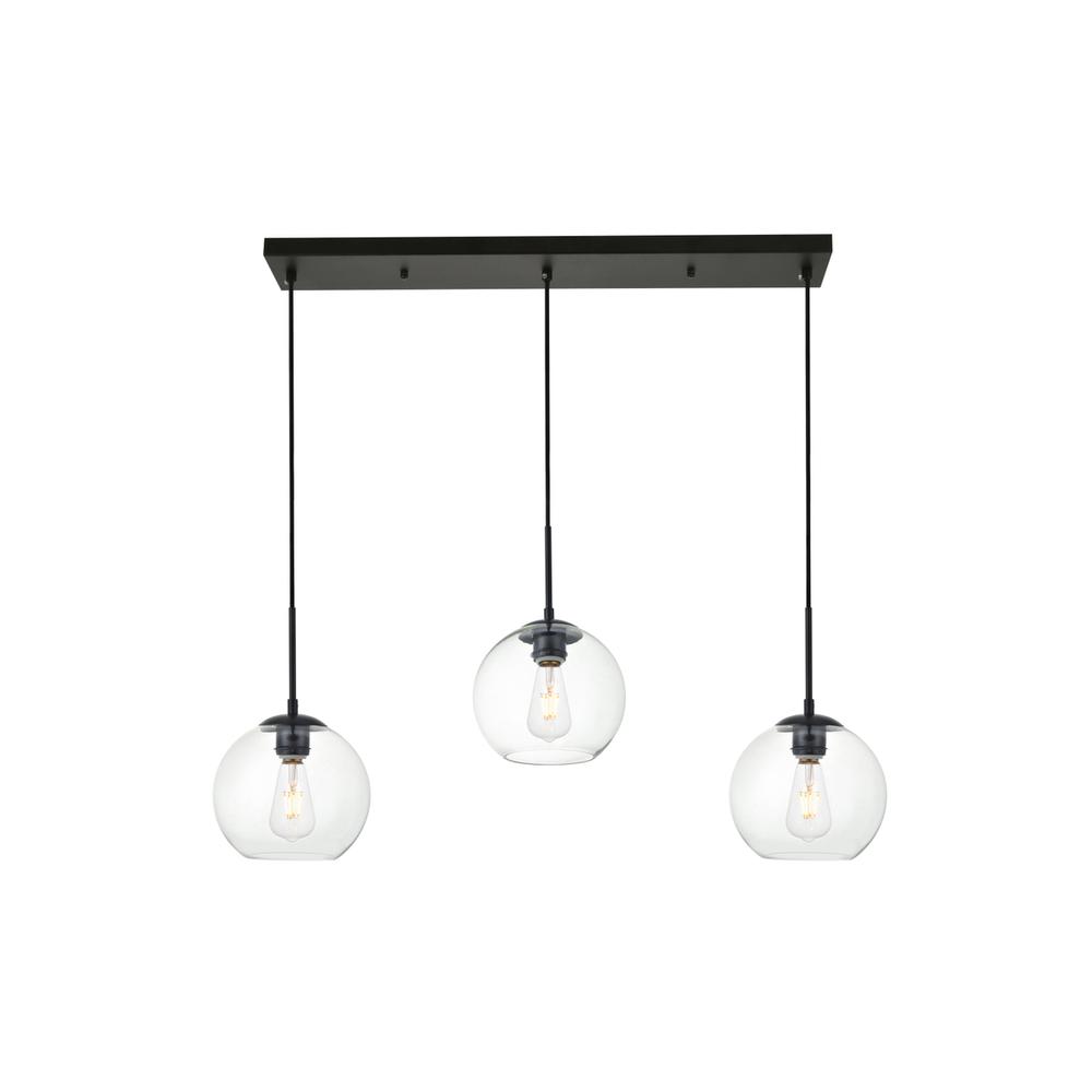 Baxter 3 Lights Black Pendant With Clear Glass. Picture 1