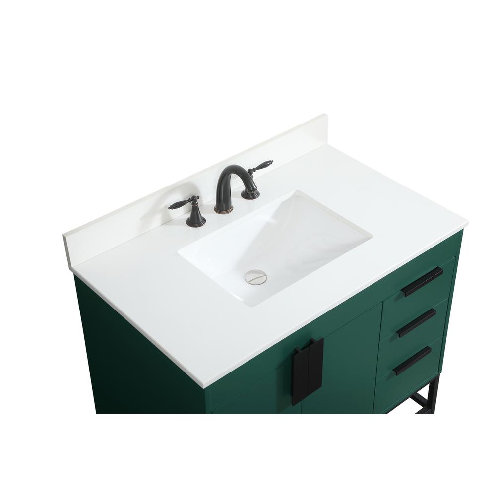 36 Inch Single Bathroom Vanity In Green With Backsplash. Picture 10