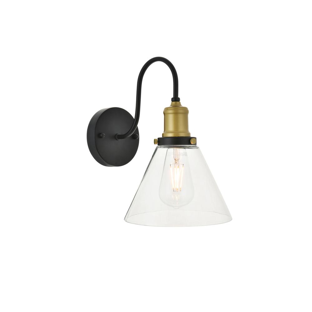 Histoire 1 Light Brass And Black Wall Sconce. Picture 1